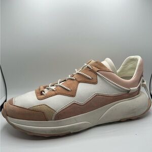 Stuart Weitzman White and Pink Sneakers no laces